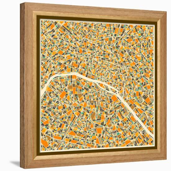 Paris Map-Jazzberry Blue-Framed Stretched Canvas