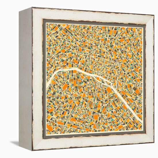 Paris Map-Jazzberry Blue-Framed Stretched Canvas