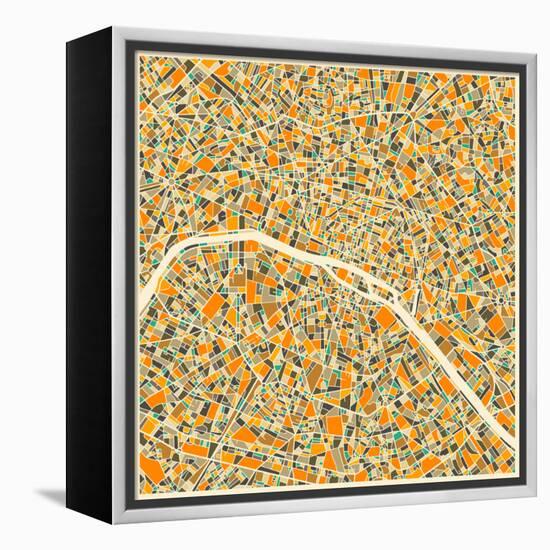 Paris Map-Jazzberry Blue-Framed Stretched Canvas