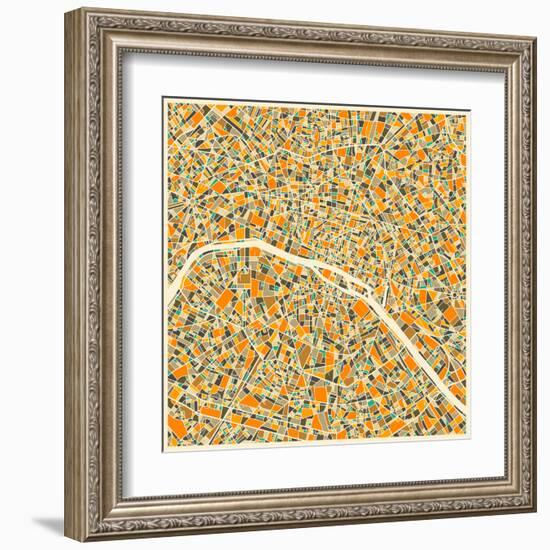 Paris Map-Jazzberry Blue-Framed Art Print