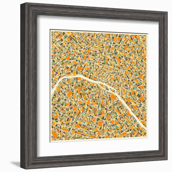 Paris Map-Jazzberry Blue-Framed Art Print