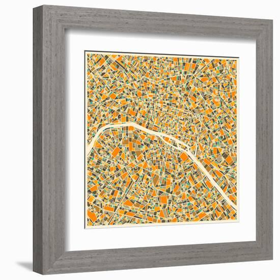 Paris Map-Jazzberry Blue-Framed Art Print