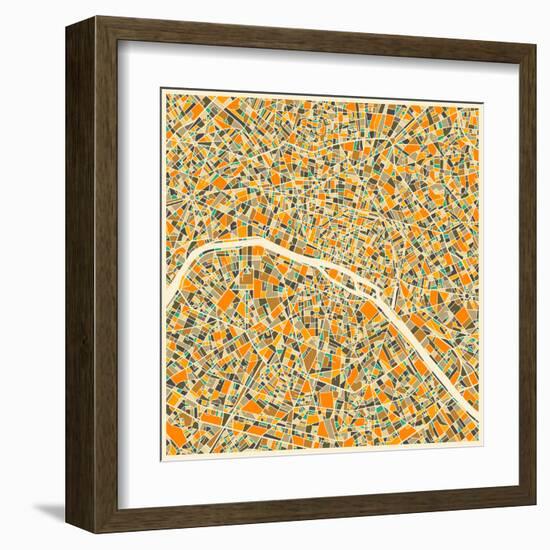 Paris Map-Jazzberry Blue-Framed Art Print