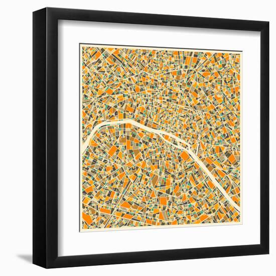 Paris Map-Jazzberry Blue-Framed Art Print