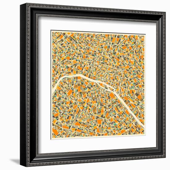 Paris Map-Jazzberry Blue-Framed Art Print