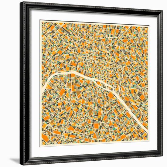 Paris Map-Jazzberry Blue-Framed Art Print