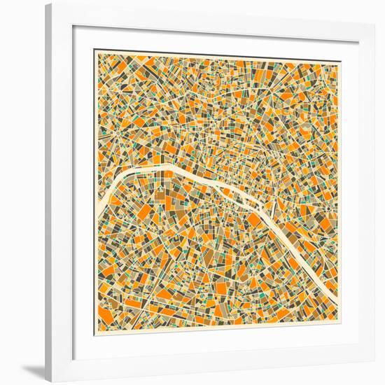 Paris Map-Jazzberry Blue-Framed Art Print