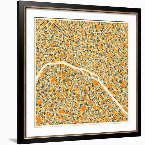 Paris Map-Jazzberry Blue-Framed Art Print