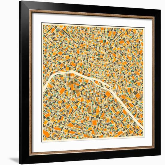 Paris Map-Jazzberry Blue-Framed Art Print