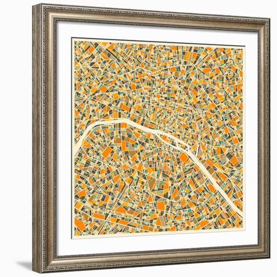 Paris Map-Jazzberry Blue-Framed Art Print