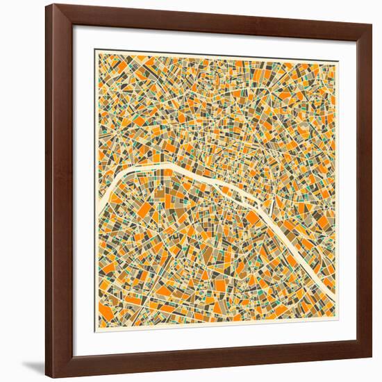 Paris Map-Jazzberry Blue-Framed Art Print