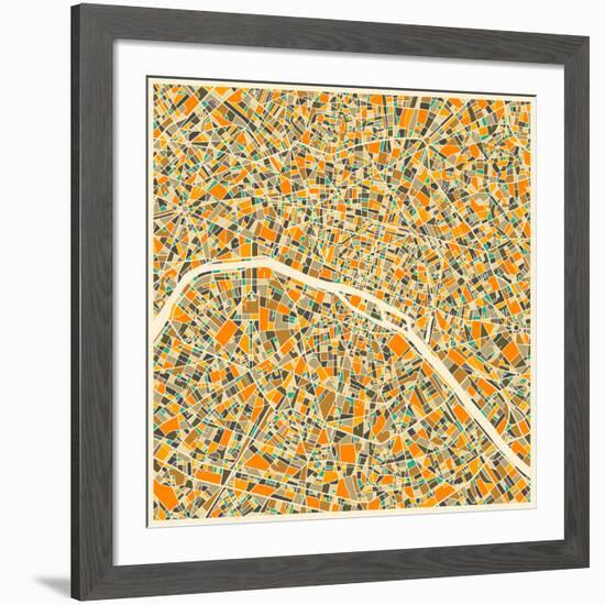 Paris Map-Jazzberry Blue-Framed Art Print