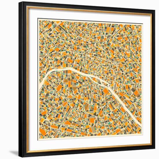 Paris Map-Jazzberry Blue-Framed Art Print