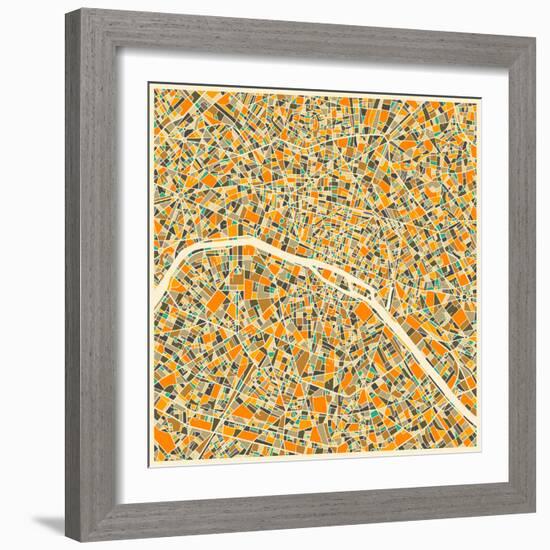 Paris Map-Jazzberry Blue-Framed Art Print