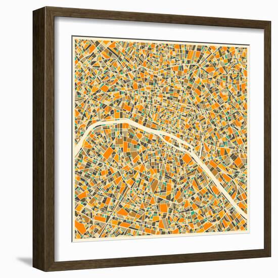 Paris Map-Jazzberry Blue-Framed Art Print