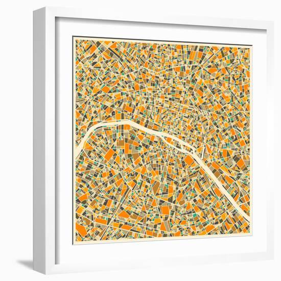 Paris Map-Jazzberry Blue-Framed Art Print