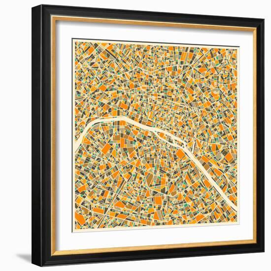 Paris Map-Jazzberry Blue-Framed Art Print