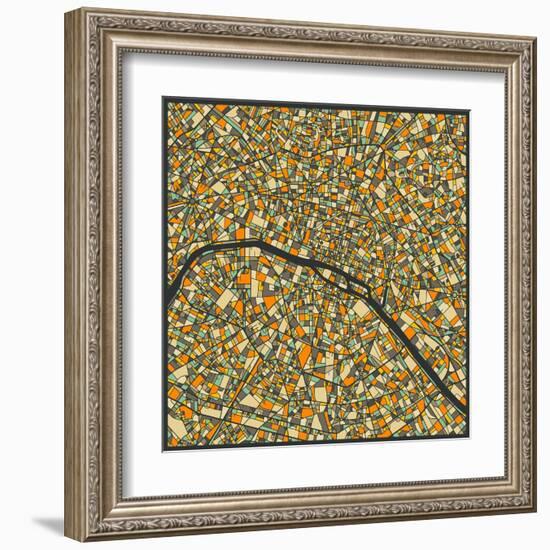 Paris Map-Jazzberry Blue-Framed Art Print