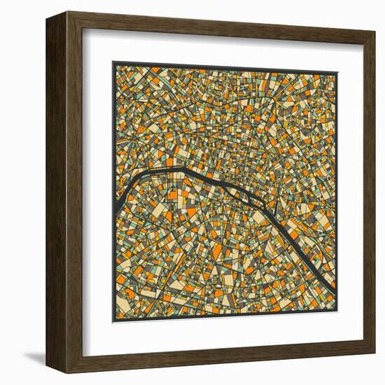 Paris Map-Jazzberry Blue-Framed Art Print