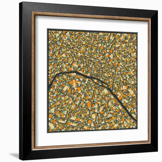 Paris Map-Jazzberry Blue-Framed Art Print