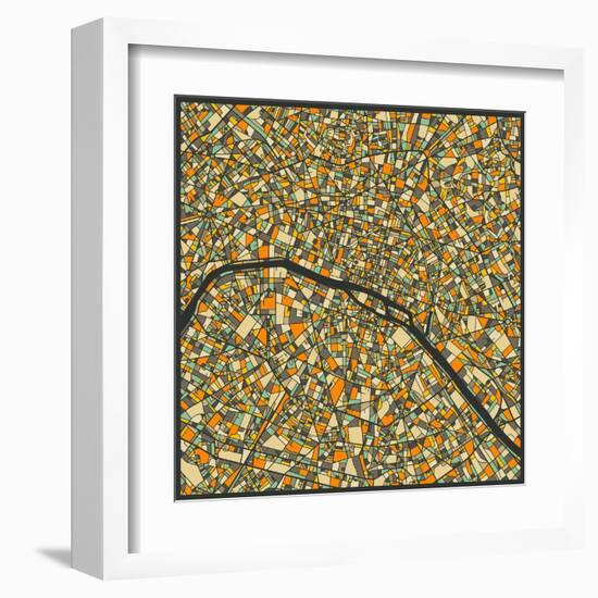 Paris Map-Jazzberry Blue-Framed Art Print