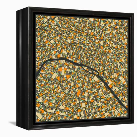 Paris Map-Jazzberry Blue-Framed Stretched Canvas