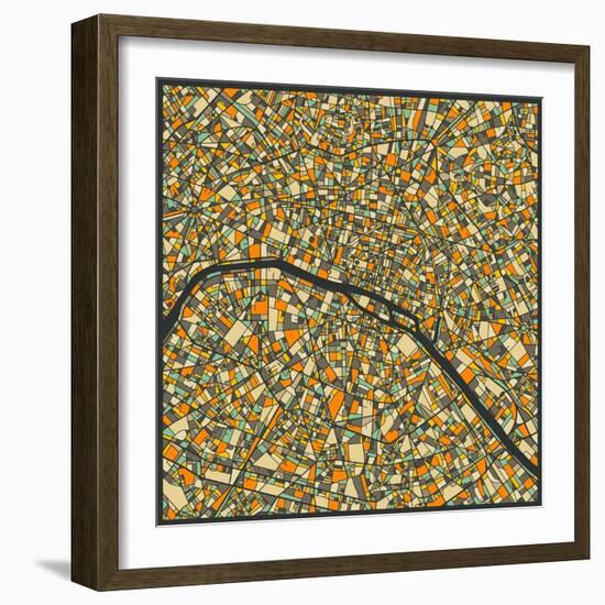 Paris Map-Jazzberry Blue-Framed Art Print