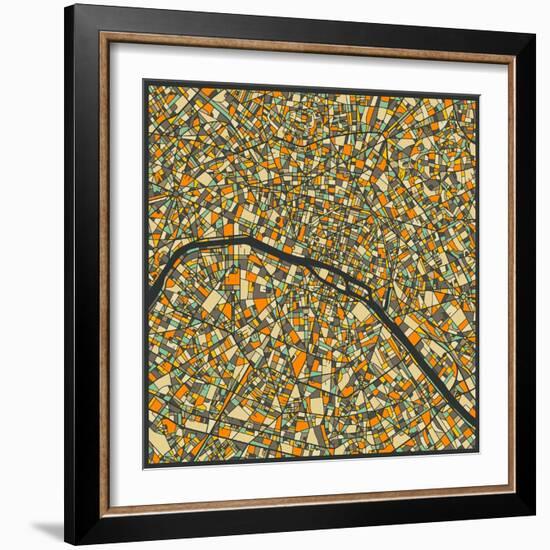 Paris Map-Jazzberry Blue-Framed Art Print