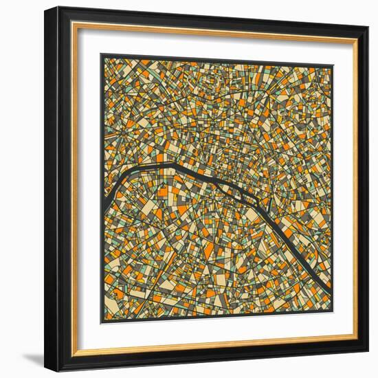 Paris Map-Jazzberry Blue-Framed Art Print