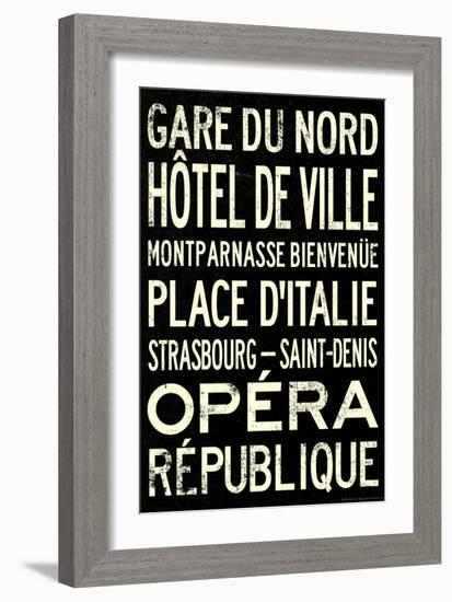 Paris Metro Stations Vintage Retro Metro Travel-null-Framed Premium Giclee Print