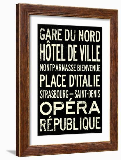 Paris Metro Stations Vintage Retro Metro Travel-null-Framed Premium Giclee Print