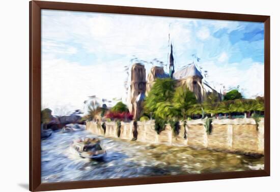 Paris Notre Dame - In the Style of Oil Painting-Philippe Hugonnard-Framed Giclee Print