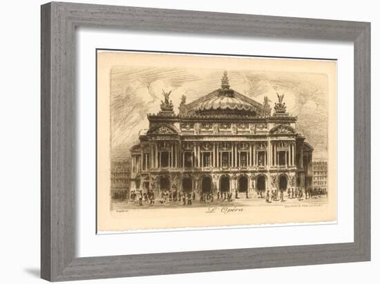 Paris Opera House Etching-null-Framed Art Print