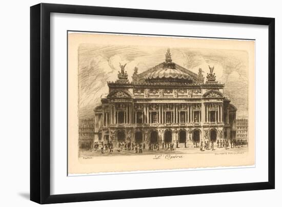 Paris Opera House Etching-null-Framed Art Print