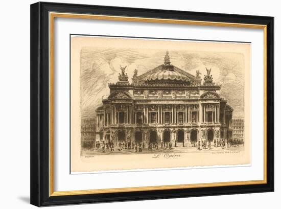 Paris Opera House Etching-null-Framed Art Print