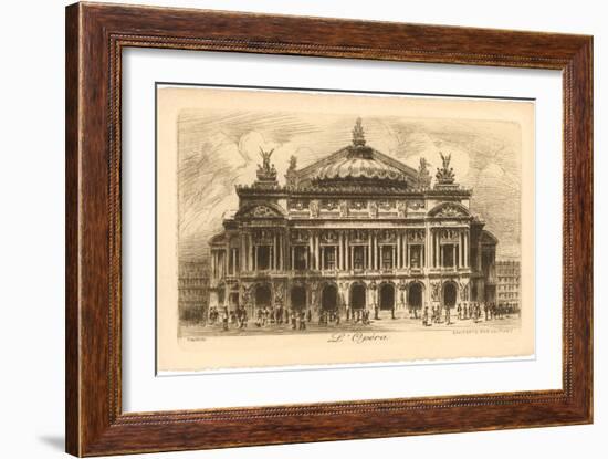 Paris Opera House Etching-null-Framed Premium Giclee Print