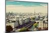 Paris Panorama, France. View on Eiffel Tower and Seine River from Notre Dame Cathedral. Vintage, Re-Michal Bednarek-Mounted Photographic Print