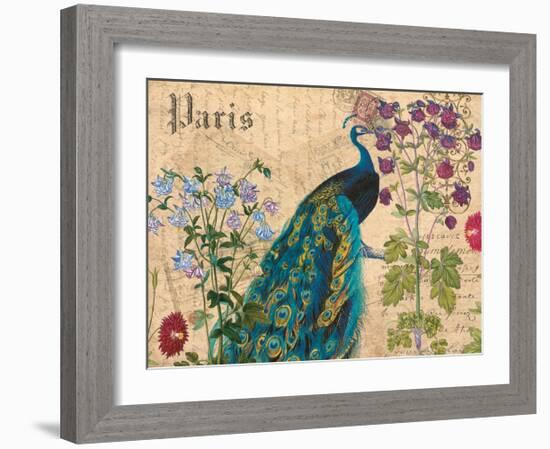 Paris Peacock Botanical 3-Elizabeth Jordan-Framed Art Print