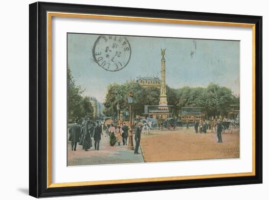 Paris - Pont Au Change and Place Du Chatelet. Postcard Sent in 1913-French Photographer-Framed Giclee Print