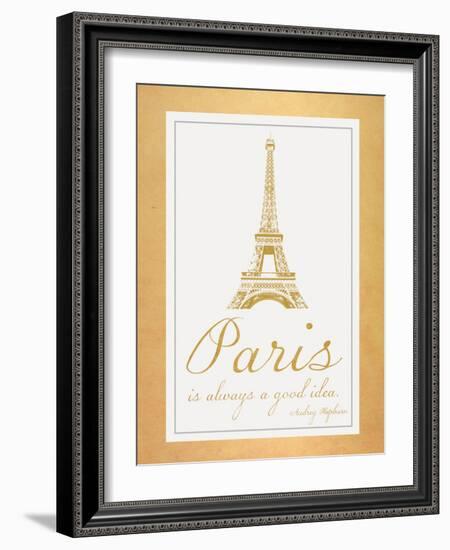 Paris Quote 2 Gold-Lauren Gibbons-Framed Art Print