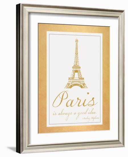 Paris Quote 2 Gold-Lauren Gibbons-Framed Art Print