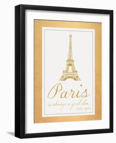 Paris Quote 2 Gold-Lauren Gibbons-Framed Art Print
