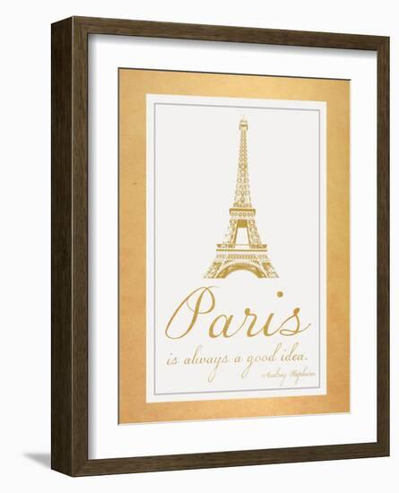 Paris Quote 2 Gold-Lauren Gibbons-Framed Art Print