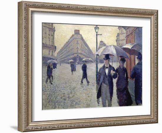 Paris, Rainy Day-Gustave Caillebotte-Framed Giclee Print