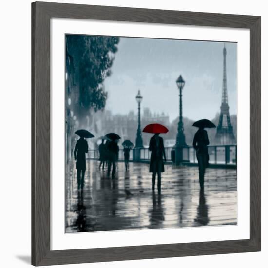 Paris Red Umbrella-Robert Canady-Framed Giclee Print