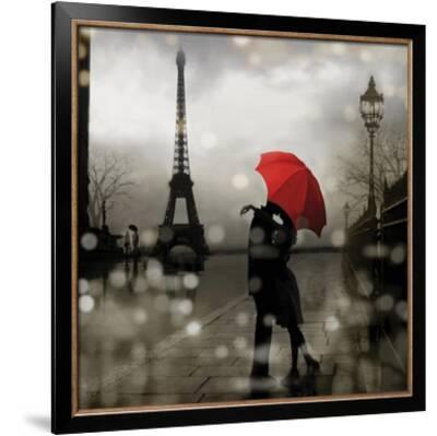 ROMANTIC ART PRINT Paris Romance by Kate Carrigan 28x28 Eiffel Tower Kiss Poster