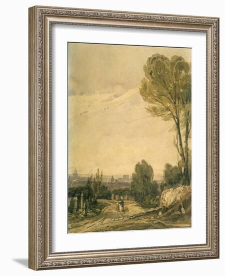 Paris Seen from the Pere Lachaise Cemetery, C1825-Richard Parkes Bonington-Framed Giclee Print