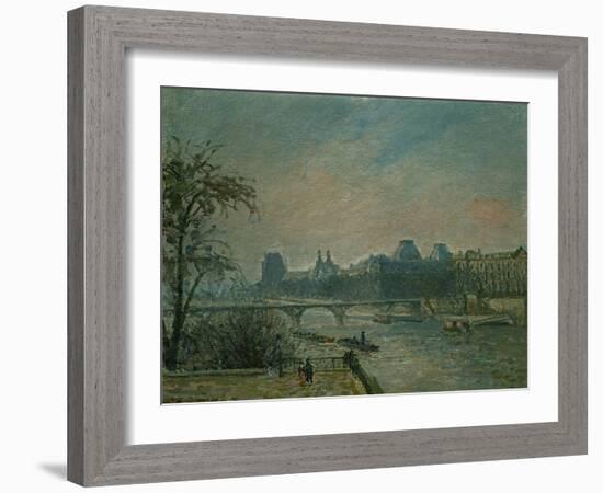 Paris: Seine River and Louvre Palace, 1903-Camille Pissarro-Framed Giclee Print