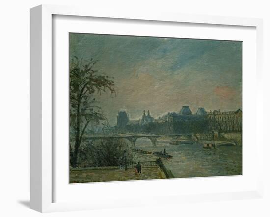 Paris: Seine River and Louvre Palace, 1903-Camille Pissarro-Framed Giclee Print