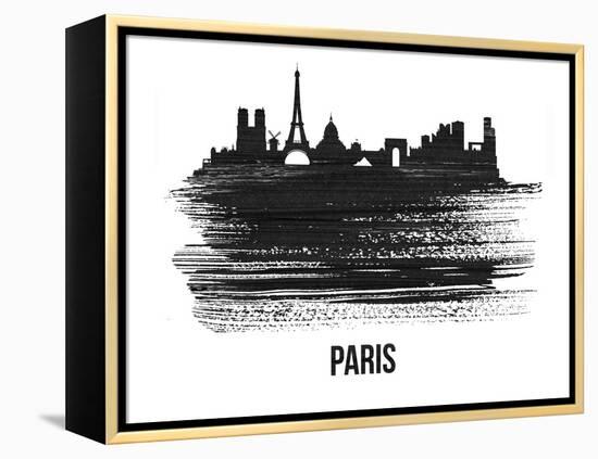 Paris Skyline Brush Stroke - Black II-NaxArt-Framed Stretched Canvas